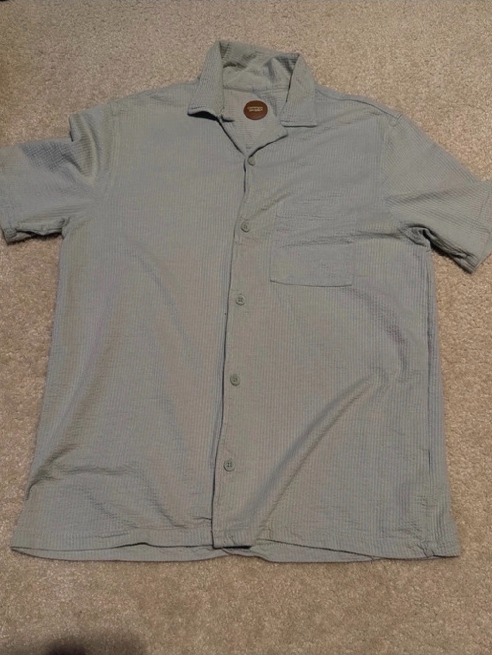 Casual Short-Sleeve Button-Down Shirt in Light Blue